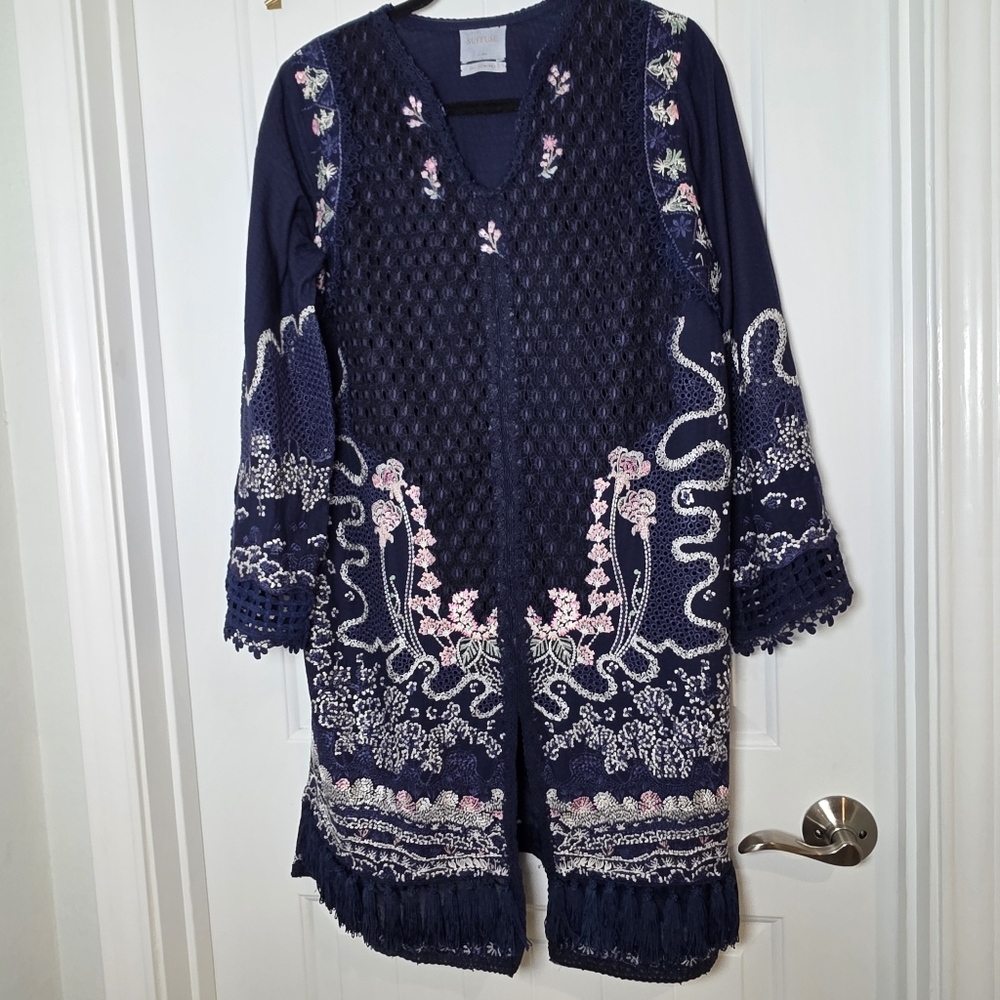 Suffuse By Sana Yasir Navy Blue Salwar Kameez 4‎ Piece Set Sz Medium - Picture 2 of 9